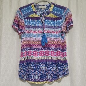 Live And Let Live Colorful Boho Top